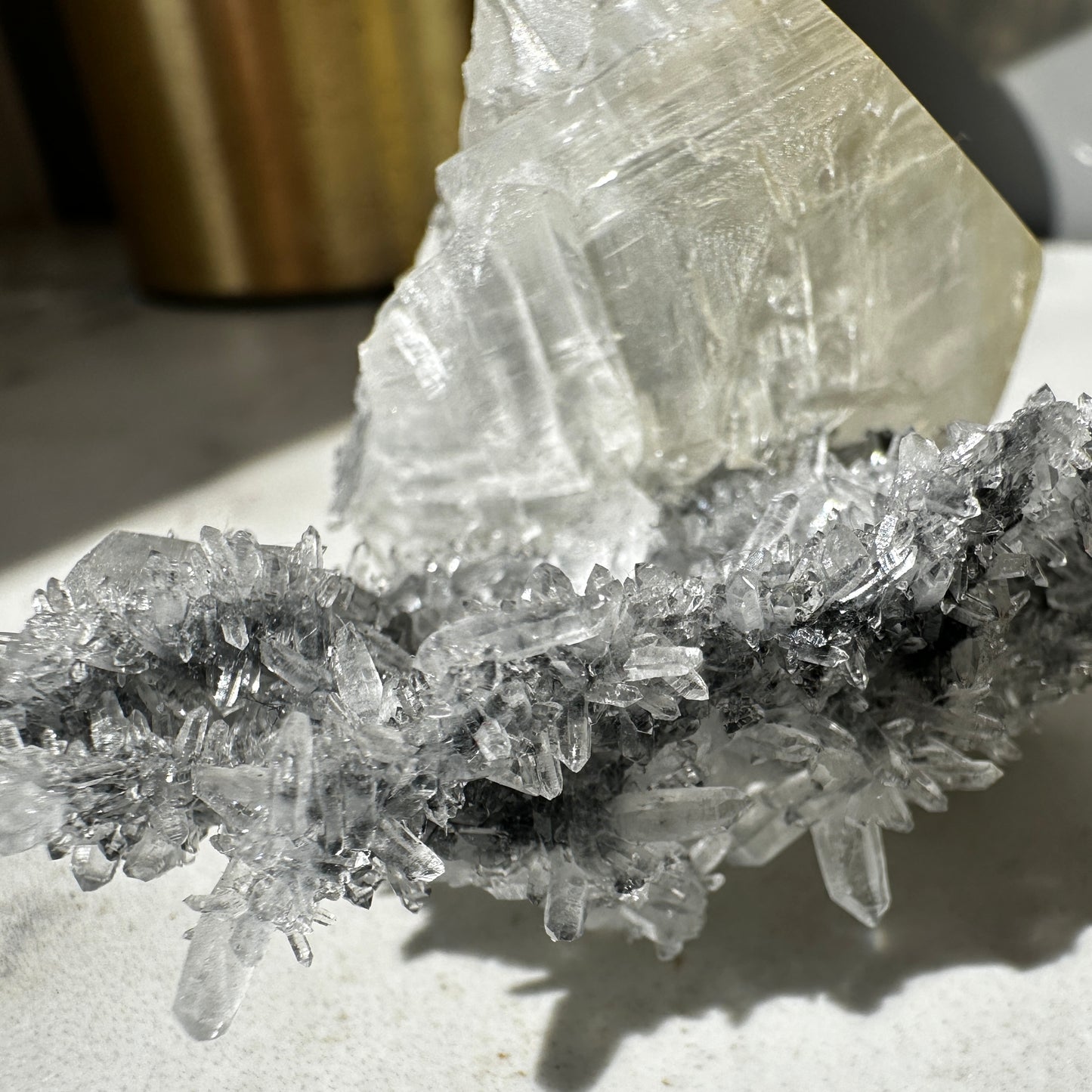 Diamond Calcite on Quartz (Fujian China)