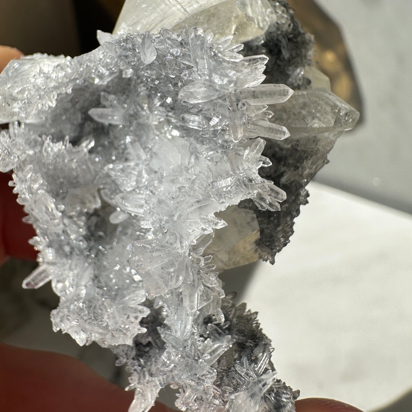 Diamond Calcite on Quartz (Fujian China)