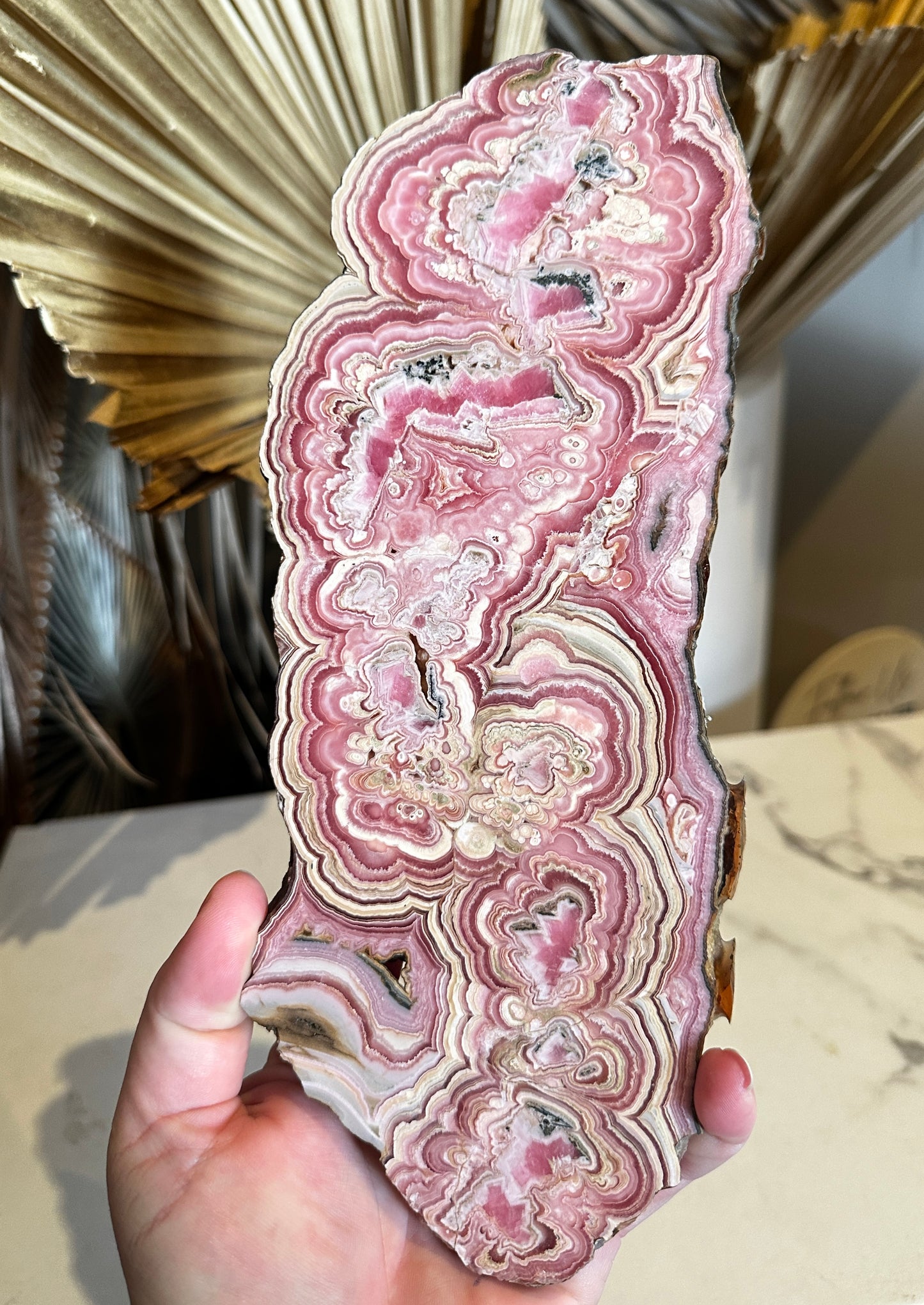 Large Unique Rhodochrosite Slice/Slab
