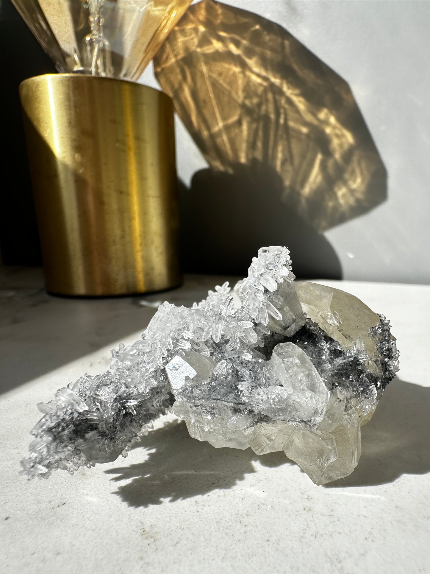 Diamond Calcite on Quartz (Fujian China)
