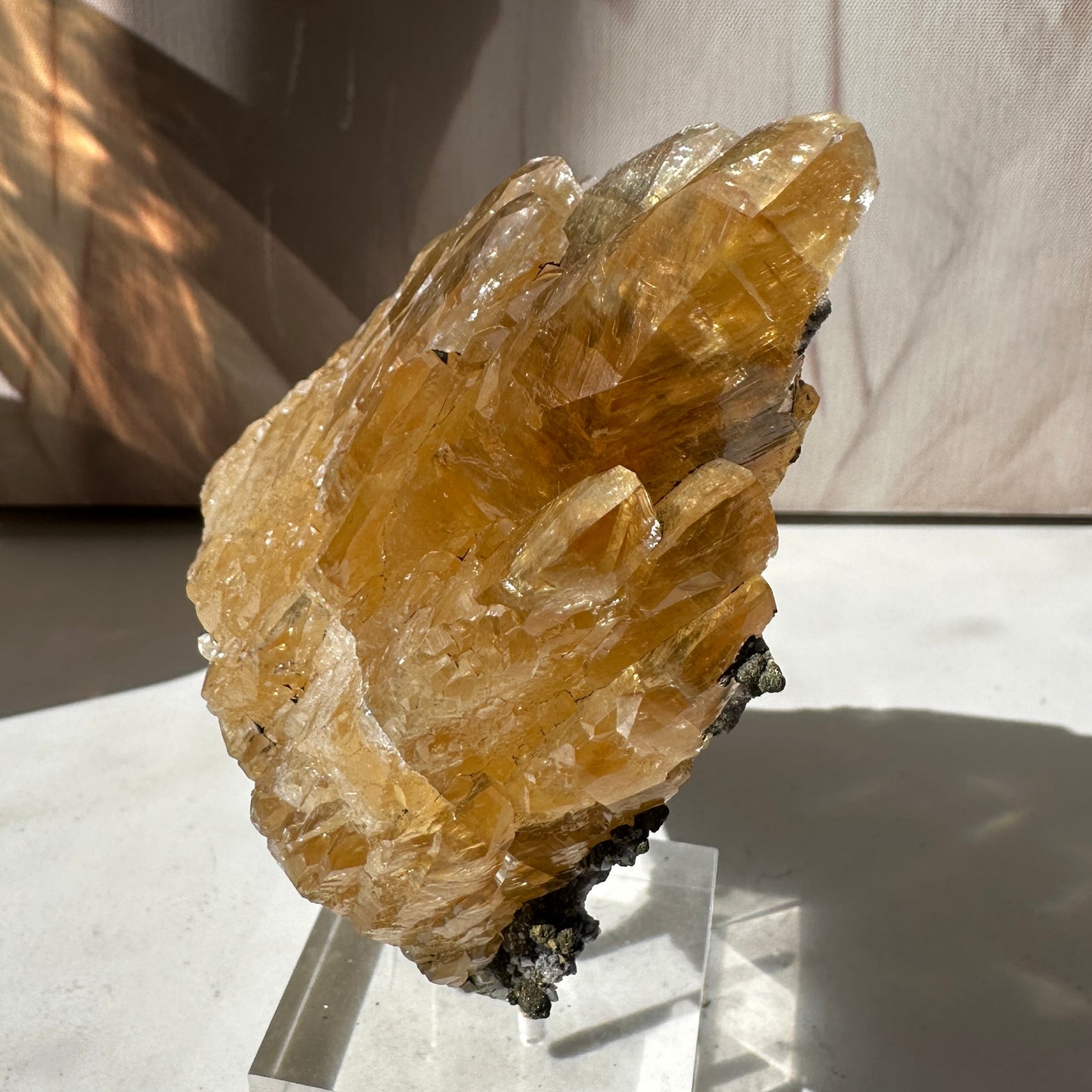 Golden Calcite with pyrite (Sweetwater Mine Missouri)