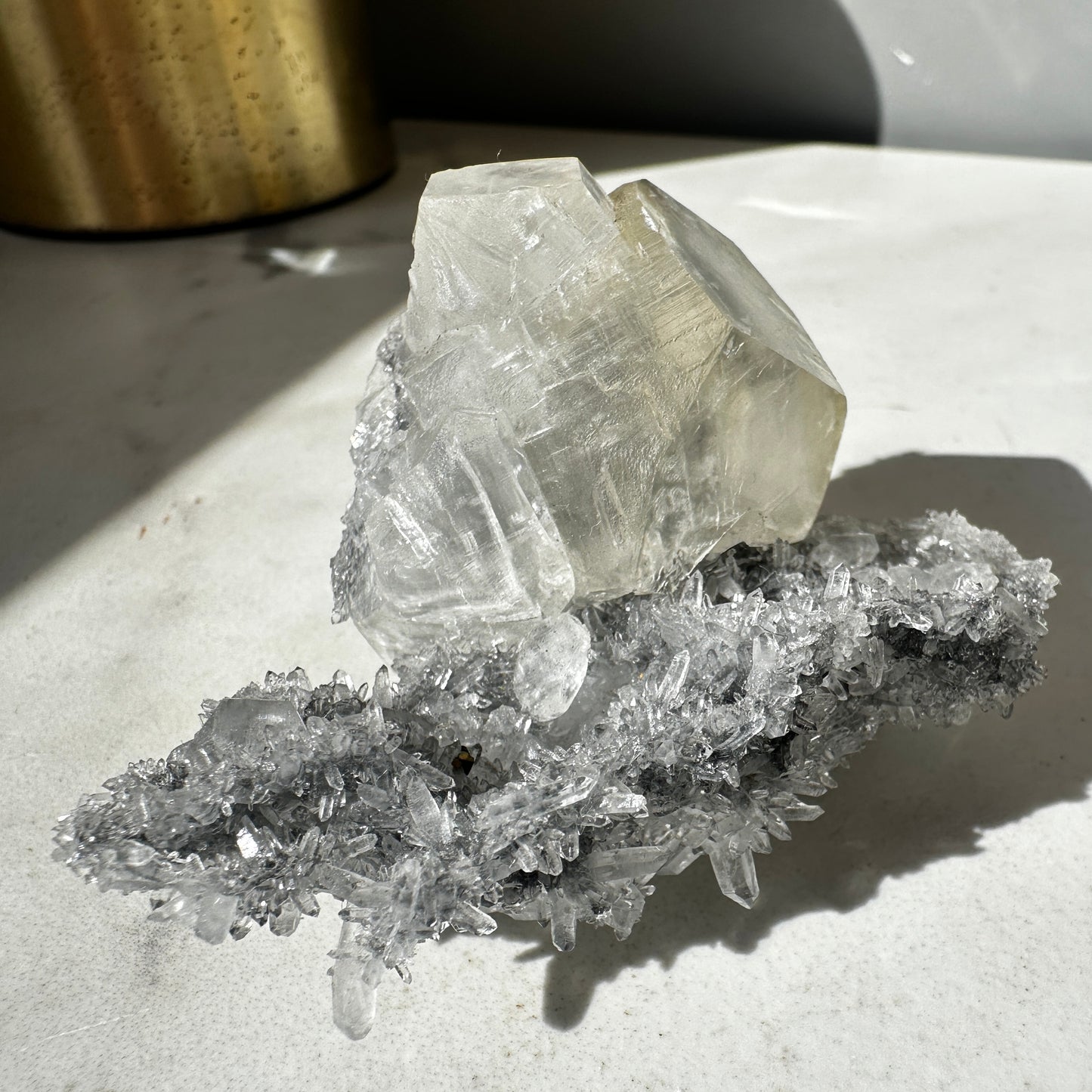 Diamond Calcite on Quartz (Fujian China)