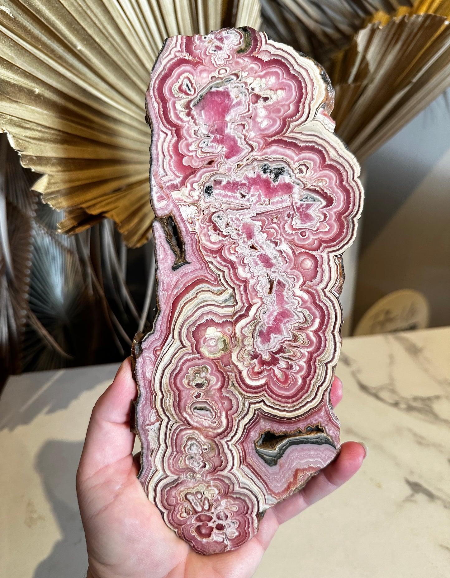 Large Unique Rhodochrosite Slice/Slab