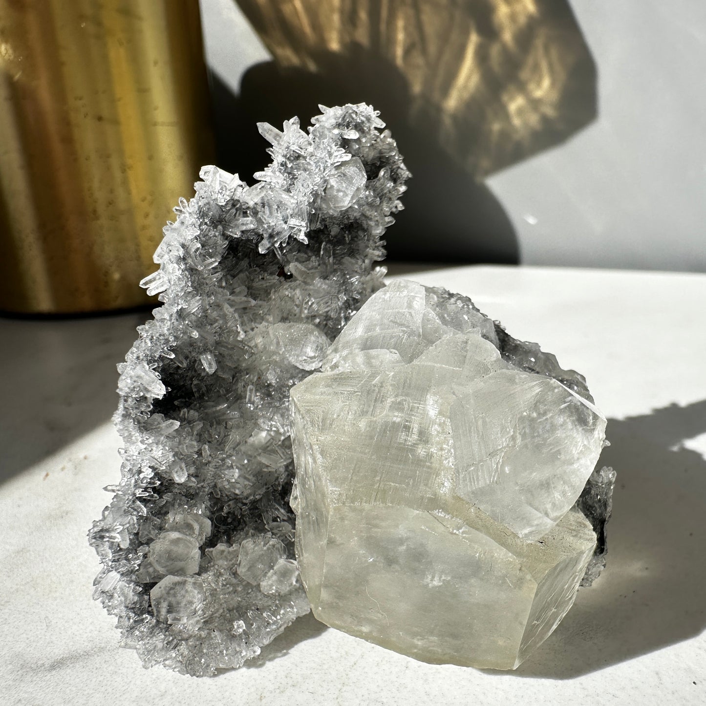 Diamond Calcite on Quartz (Fujian China)