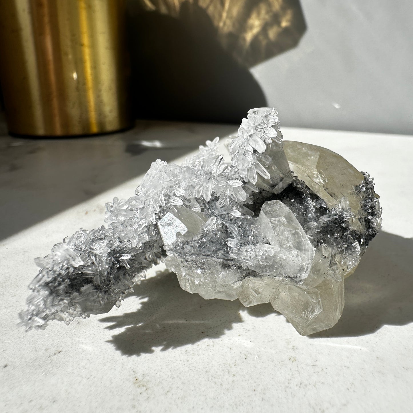 Diamond Calcite on Quartz (Fujian China)