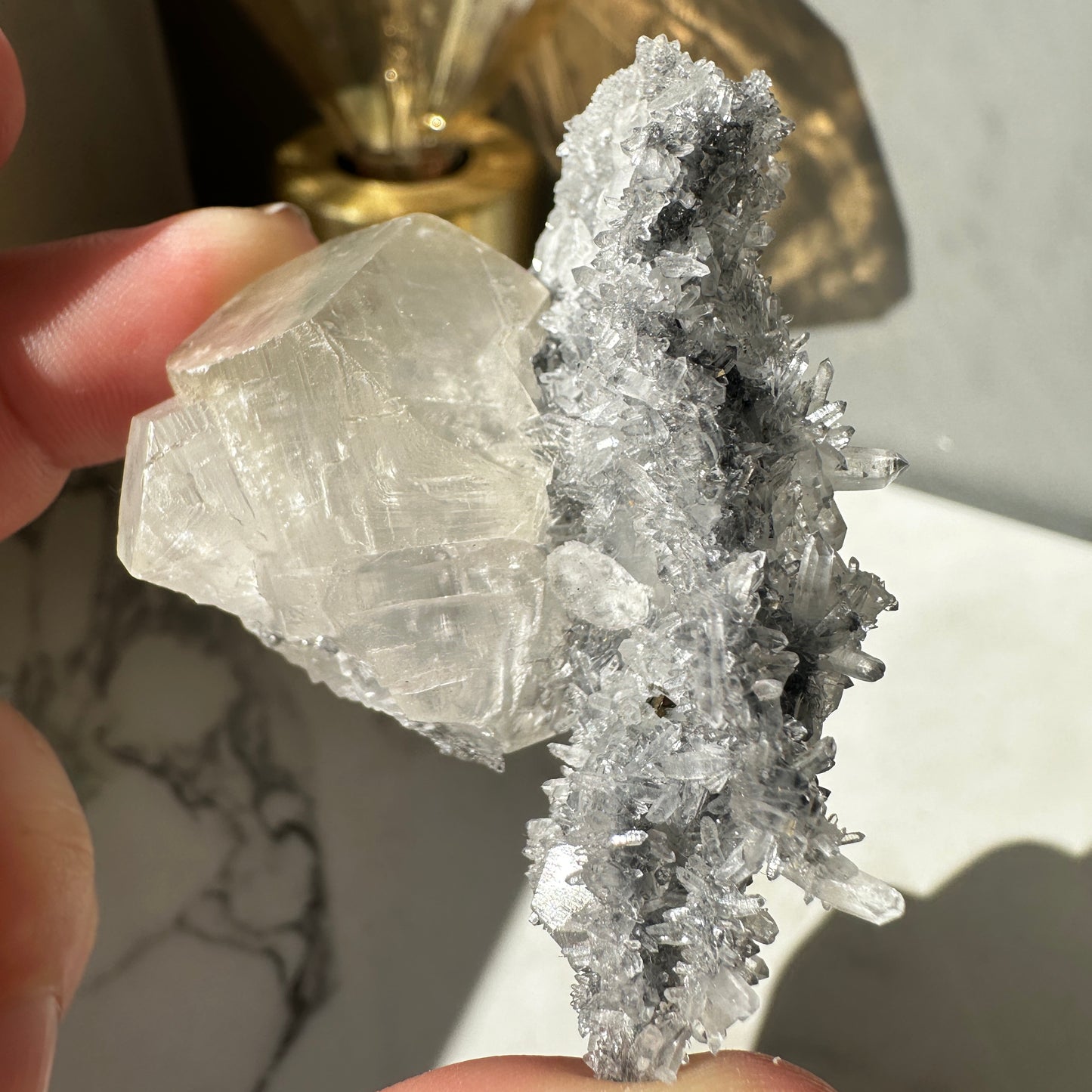 Diamond Calcite on Quartz (Fujian China)