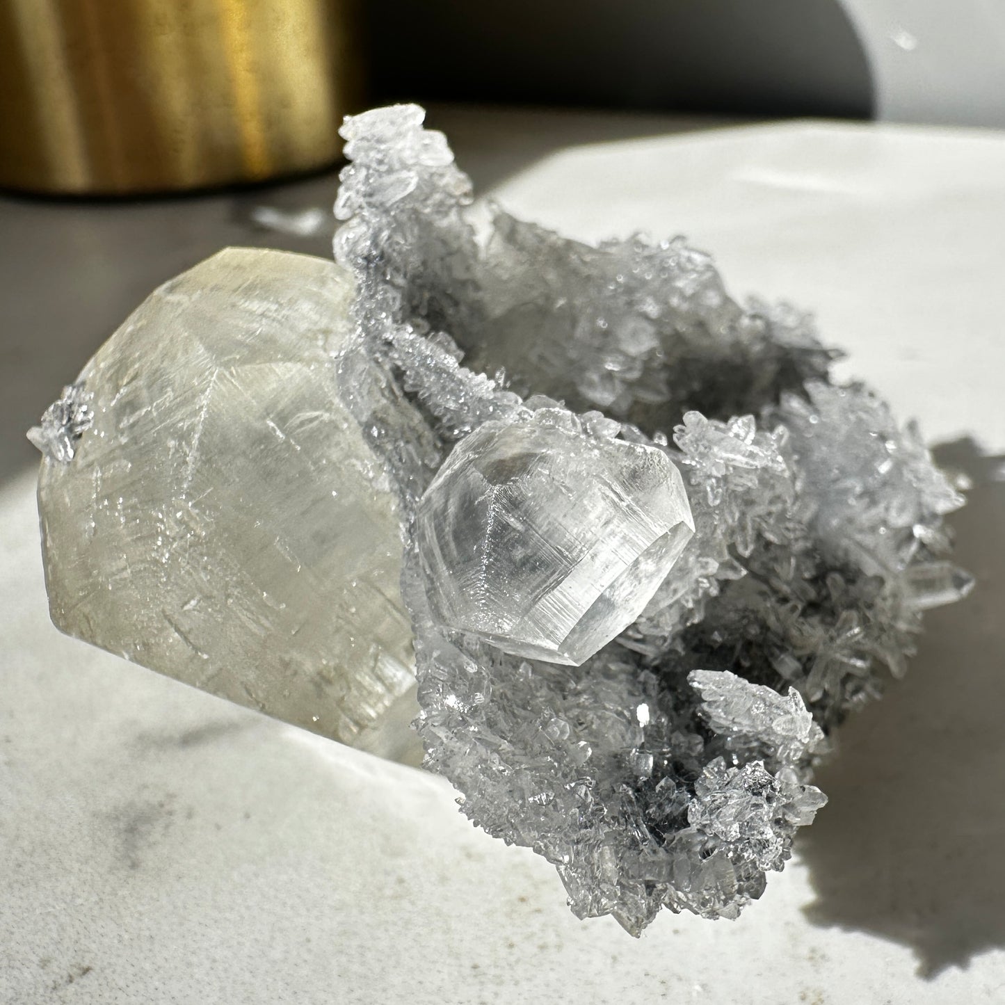 Diamond Calcite on Quartz (Fujian China)