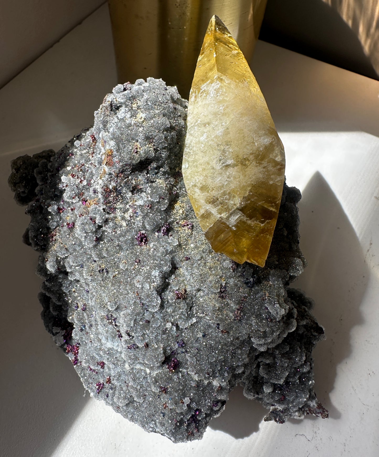 Golden Calcite with Chalcopyrite - Casteel Mine (Missouri)
