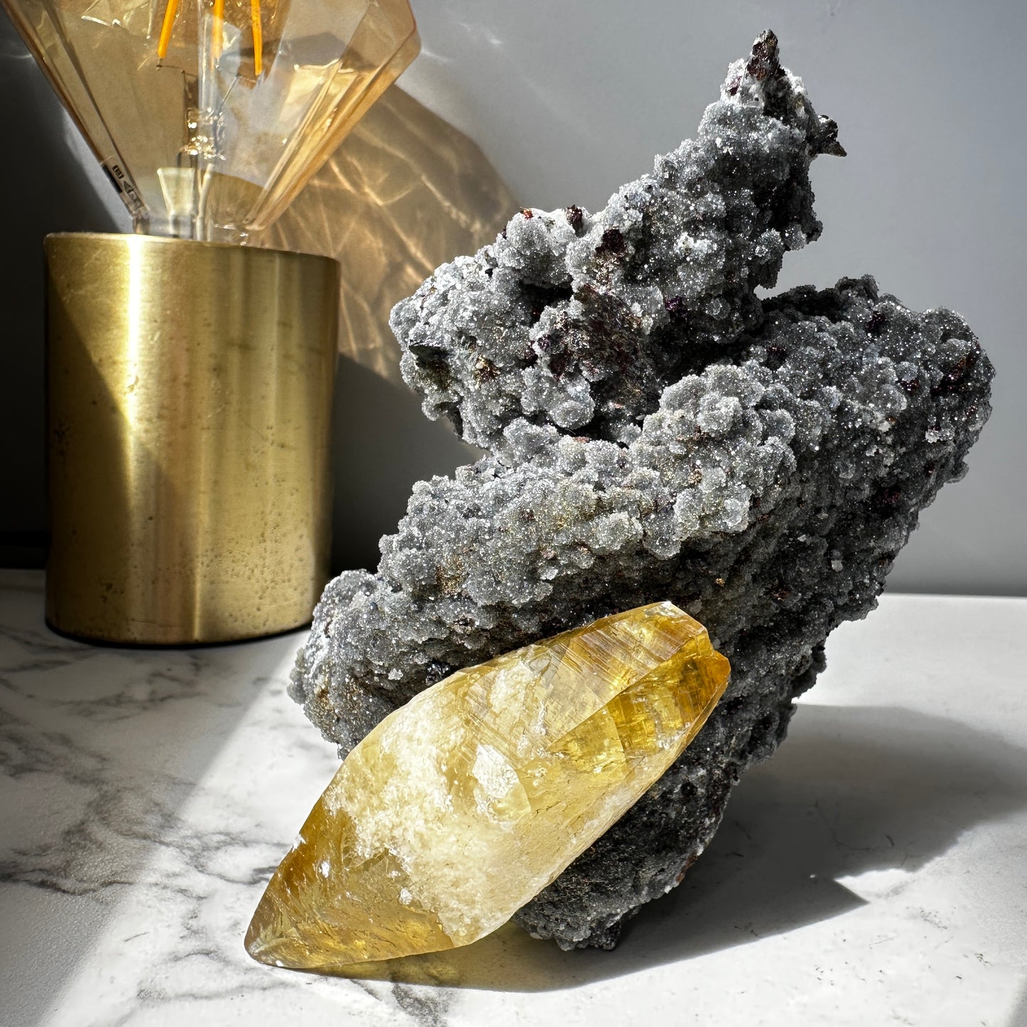Golden Calcite with Chalcopyrite - Casteel Mine (Missouri)