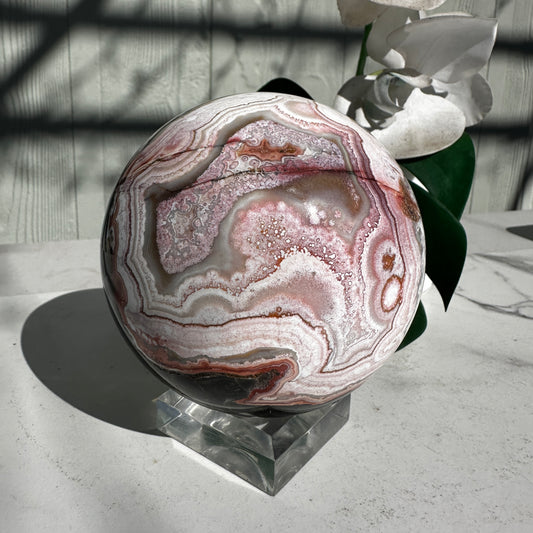 Mexican Lace Agate Druzy Sphere 11cm