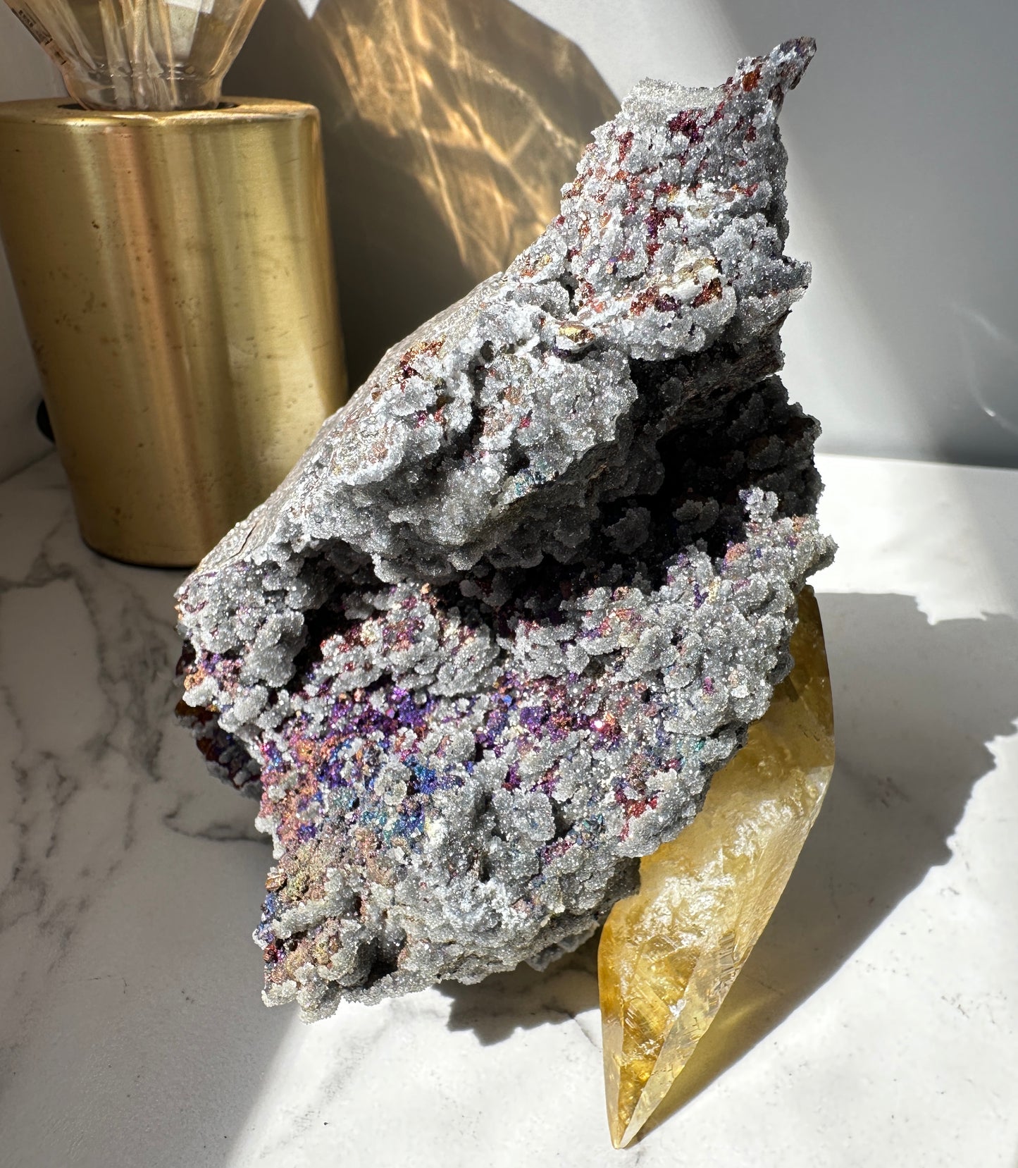 Golden Calcite with Chalcopyrite - Casteel Mine (Missouri)
