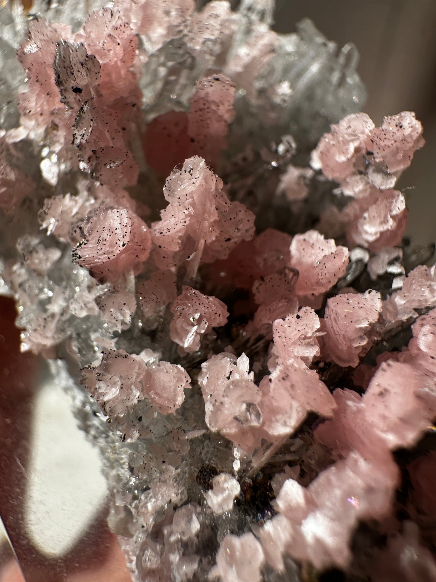 Rhodochrosite on Quartz (Wutong Mine, China)