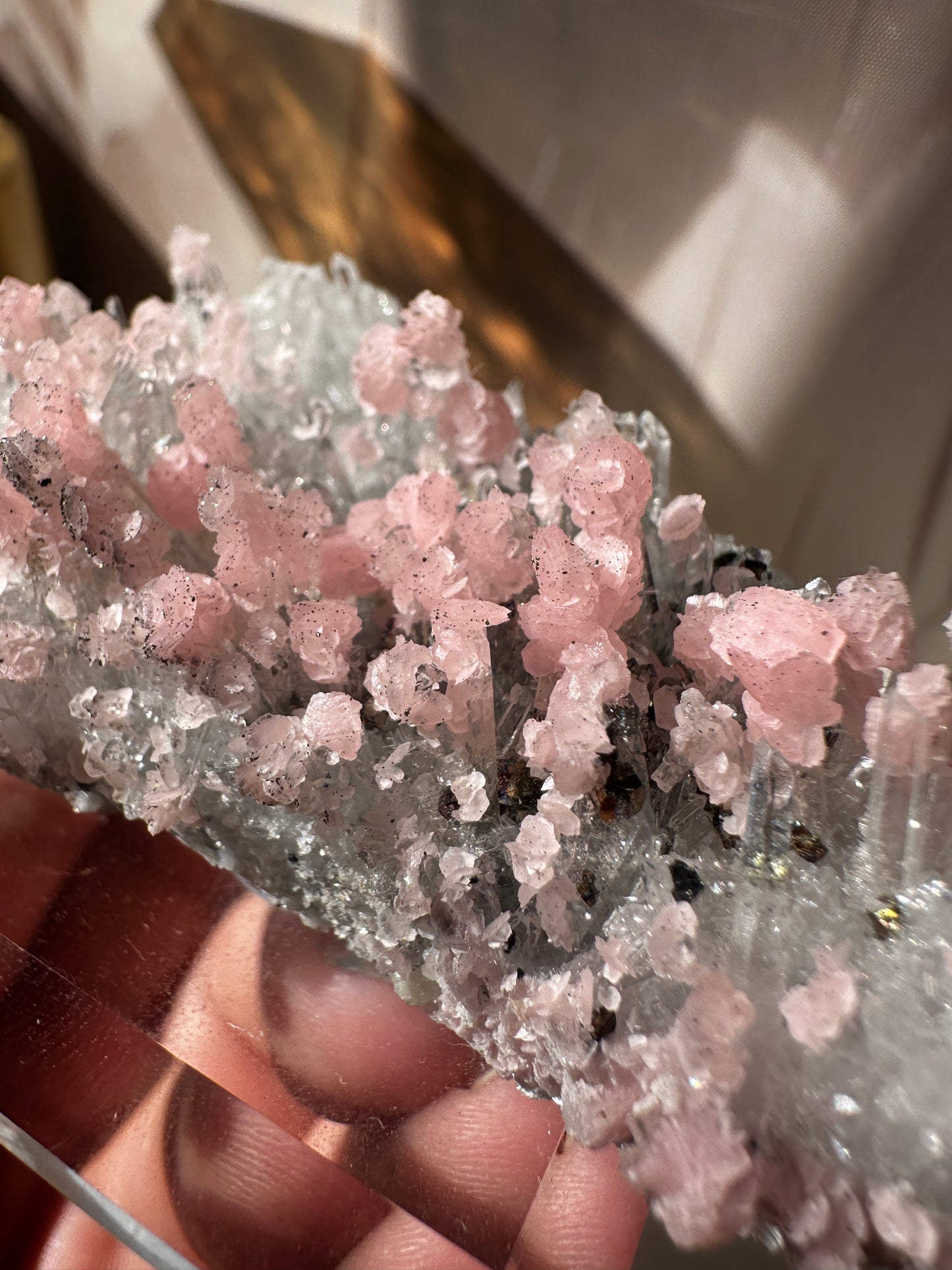 Rhodochrosite on Quartz (Wutong Mine, China)