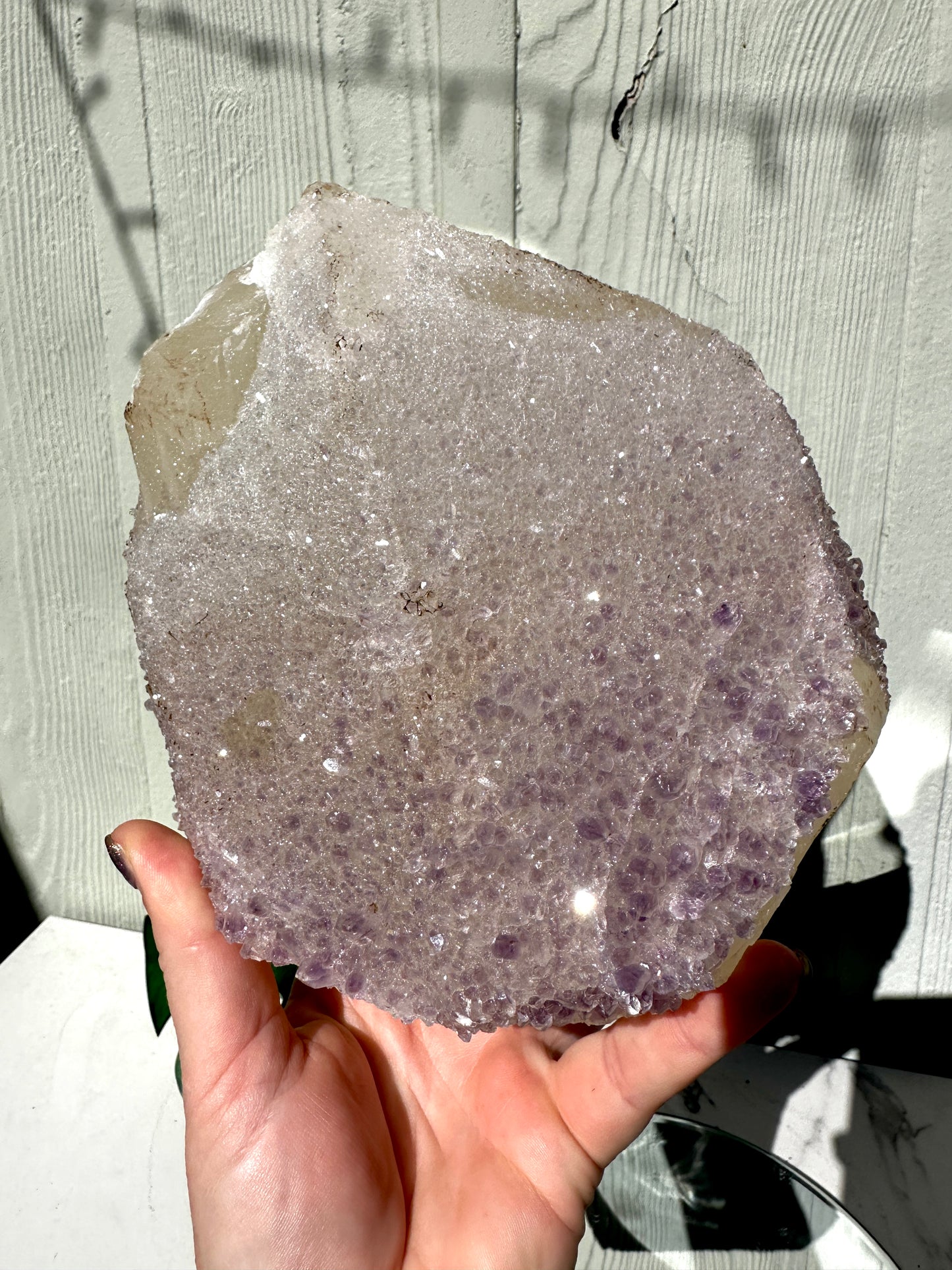 Large 5.4kg Calcite Cube with Purple Amethyst Coating