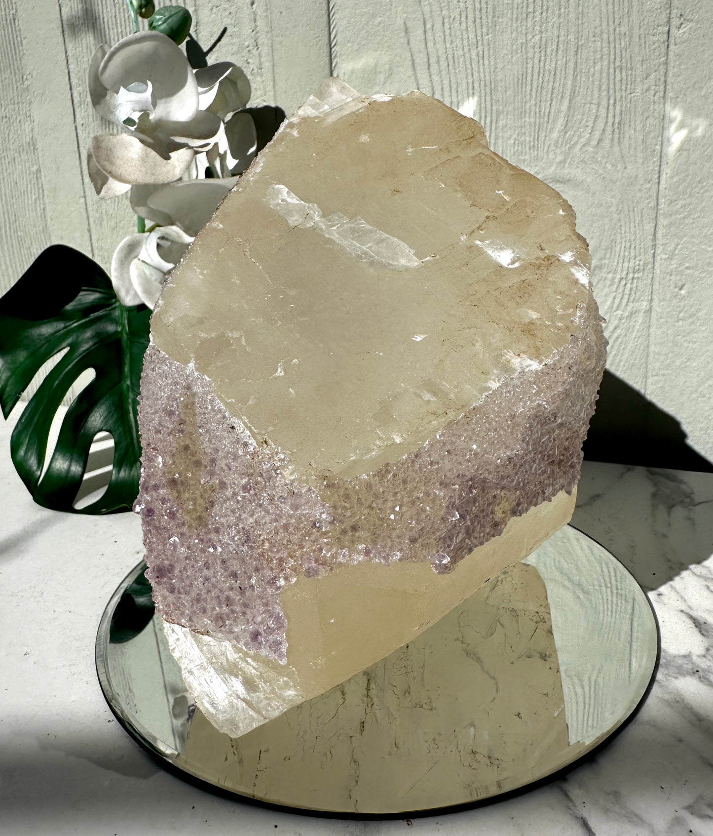 Large 5.4kg Calcite Cube with Purple Amethyst Coating