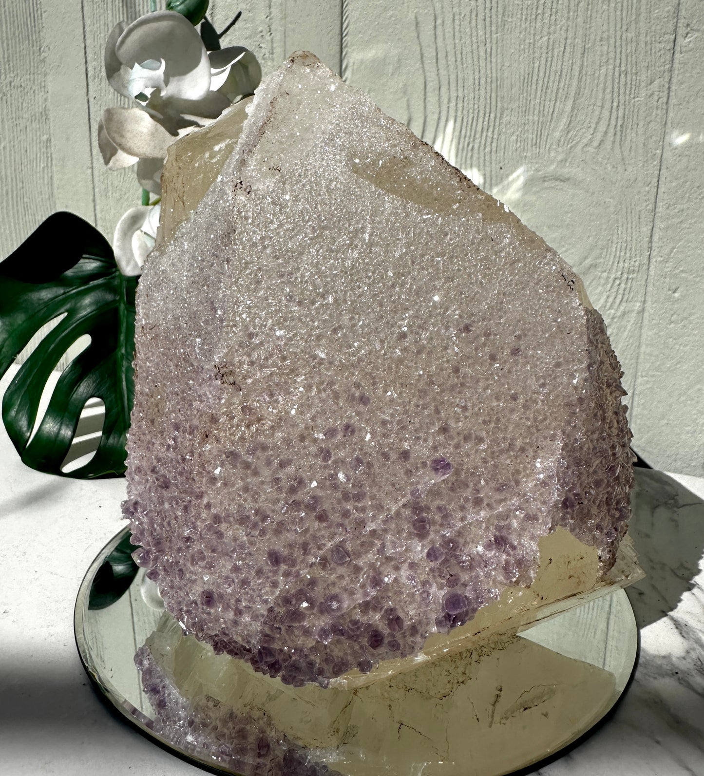 Large 5.4kg Calcite Cube with Purple Amethyst Coating