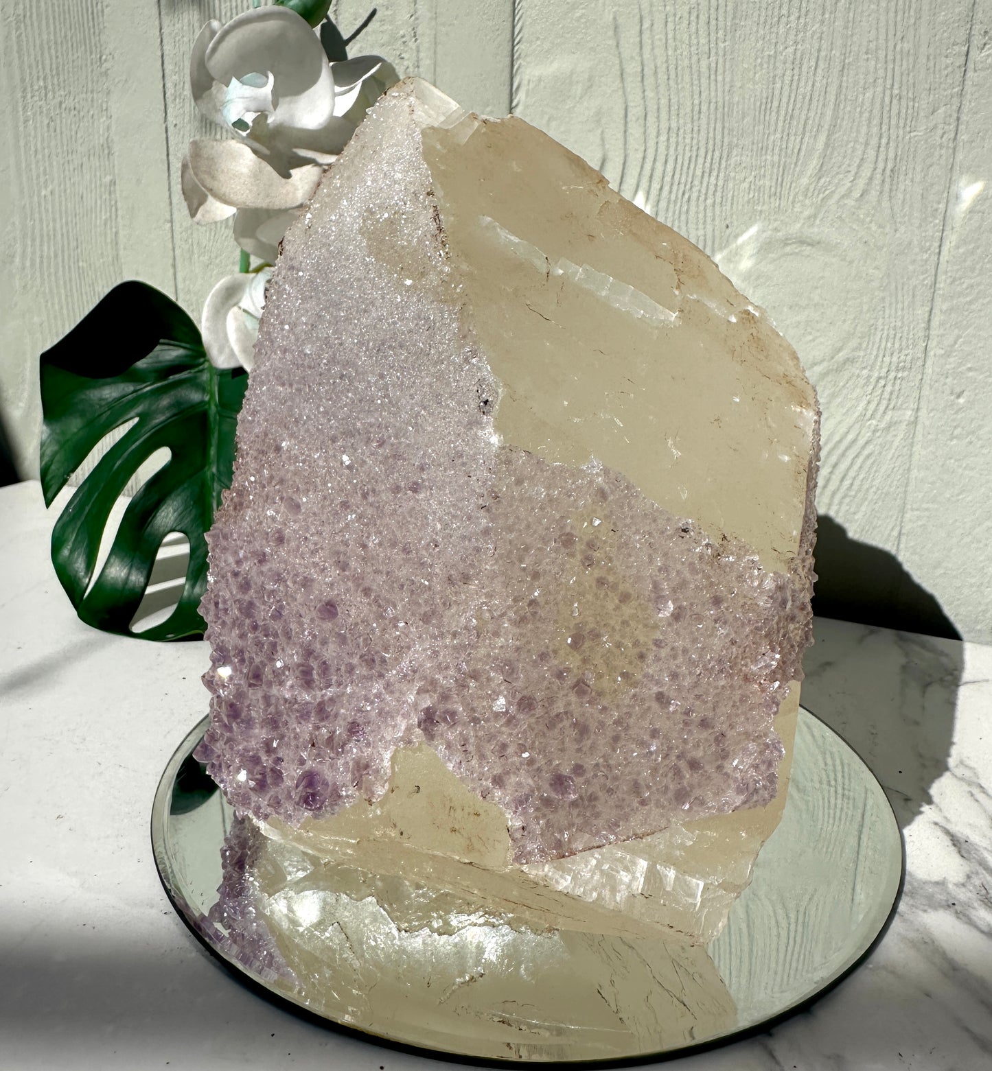 Large 5.4kg Calcite Cube with Purple Amethyst Coating