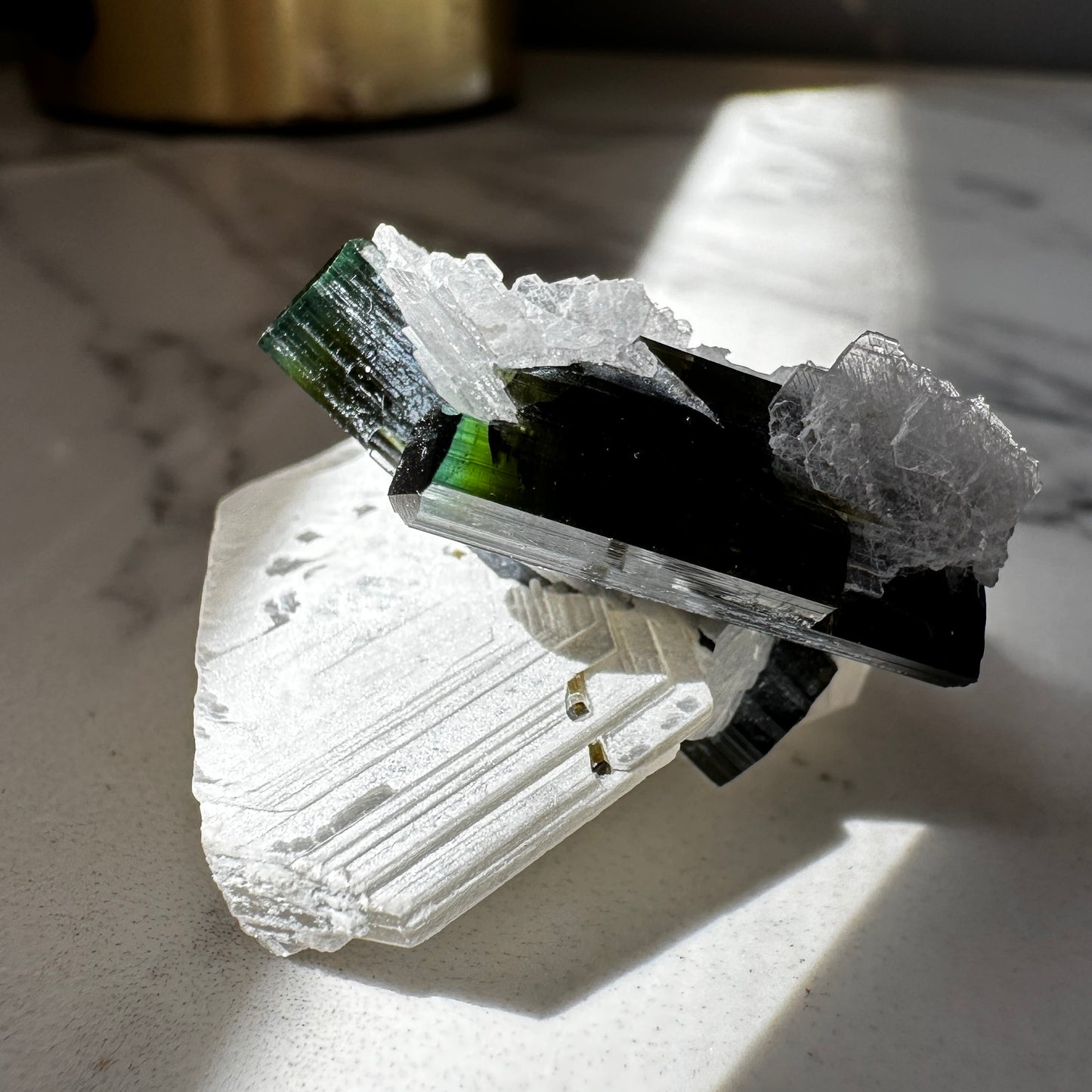 Green Capped Tourmaline with Albite (Stak Nala)