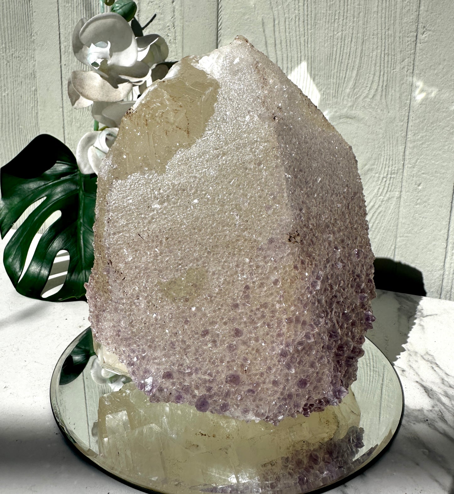 Large 5.4kg Calcite Cube with Purple Amethyst Coating